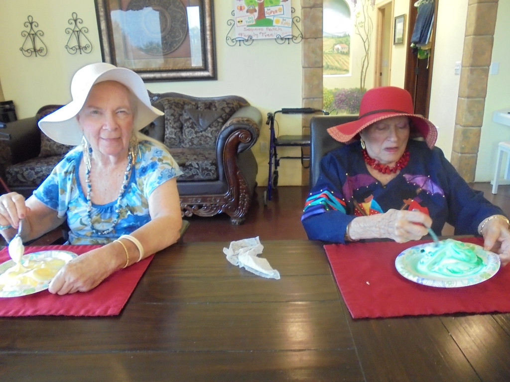 seniors playing a slime game